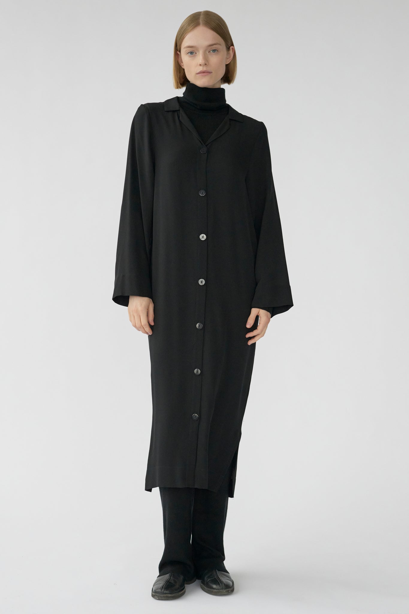 BARNEY LS SHIRT DRESS - BLACK