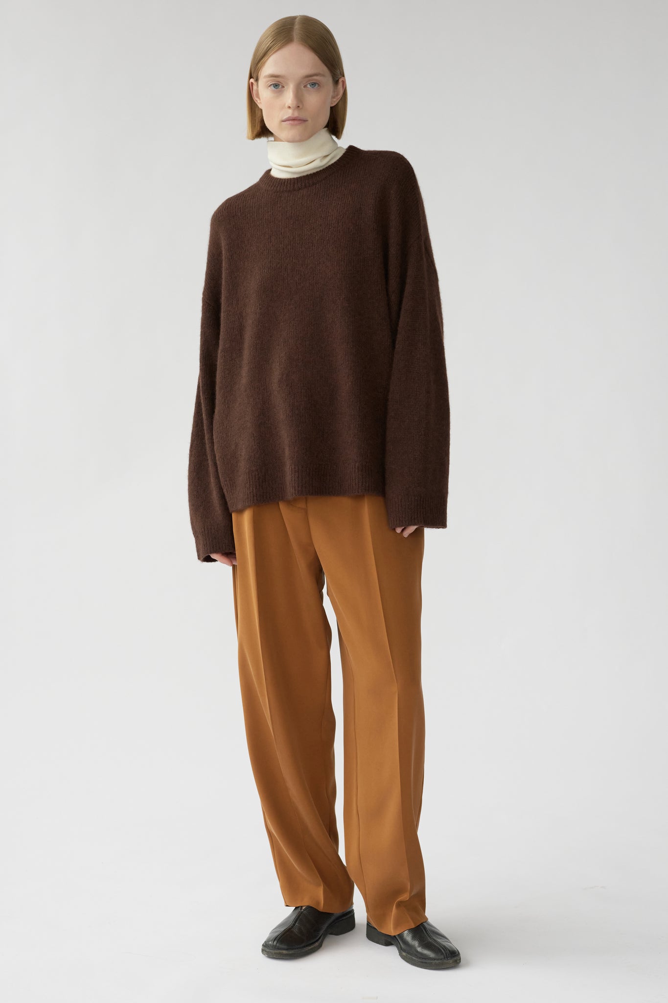 BEZ CREW KNIT - AMERICANO -  SILK/CASHMERE