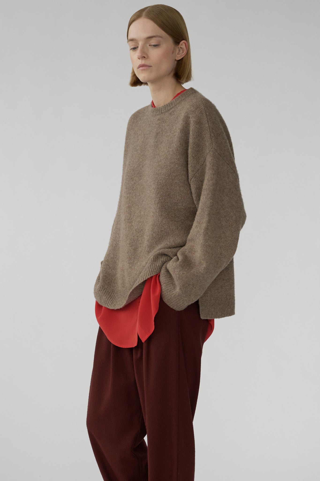 BEZ CREW KNIT - HAZELNUT - SILK/CASHMERE