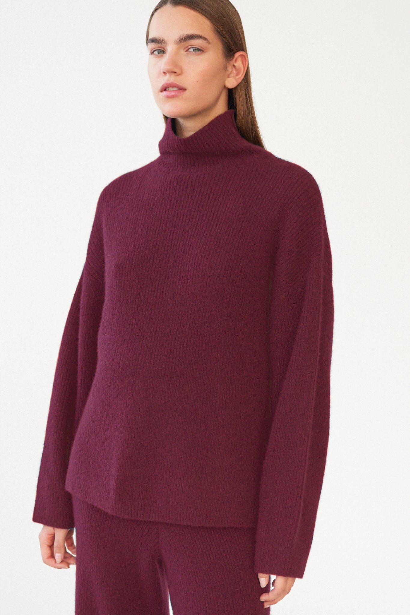 BEZ RIB KNIT - BURGUNDY - SILK/CASHMERE