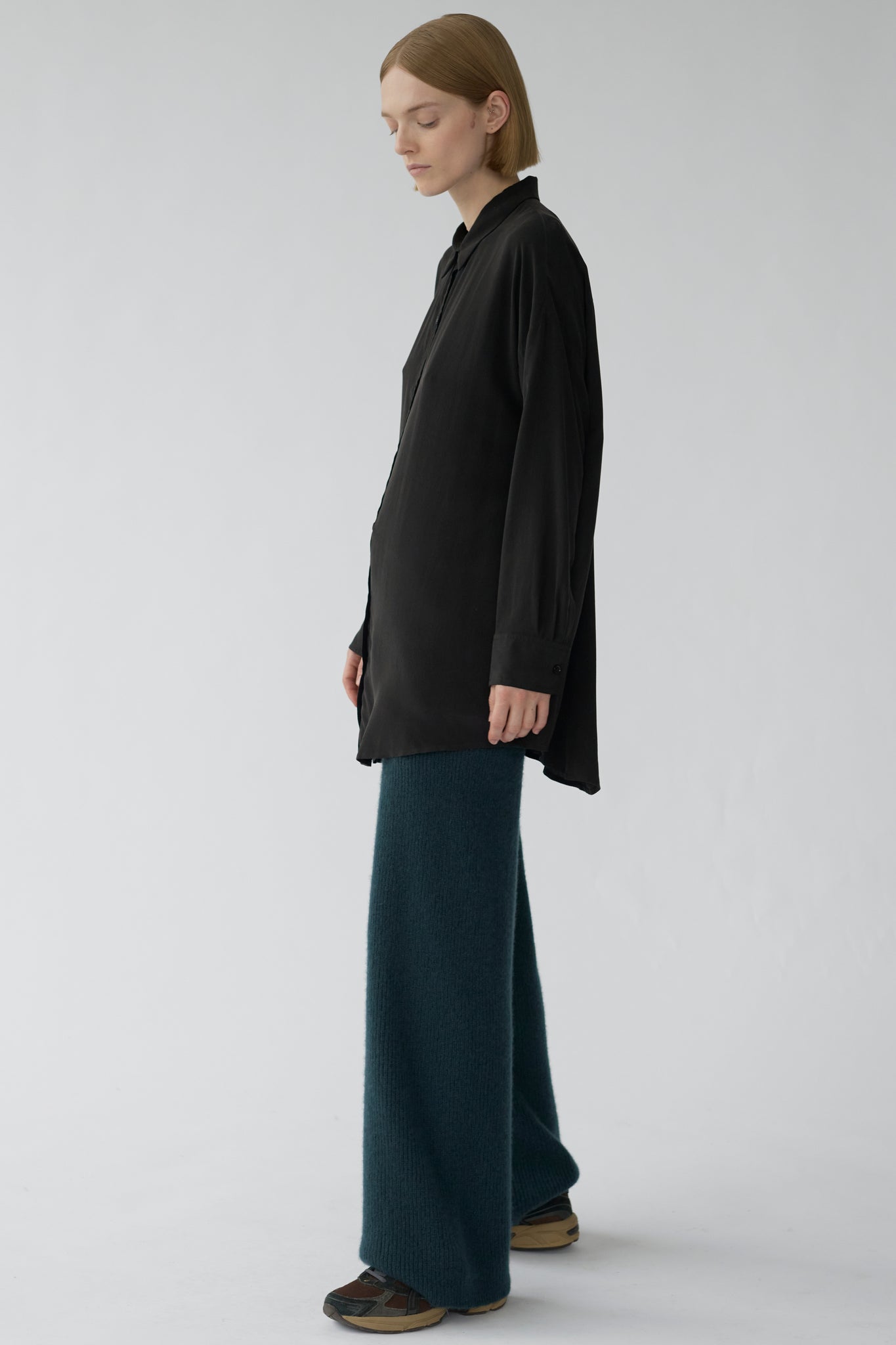 BIANCA LS SHIRT - BLACK - SANDWASHED CREPE DE CHINE SILK