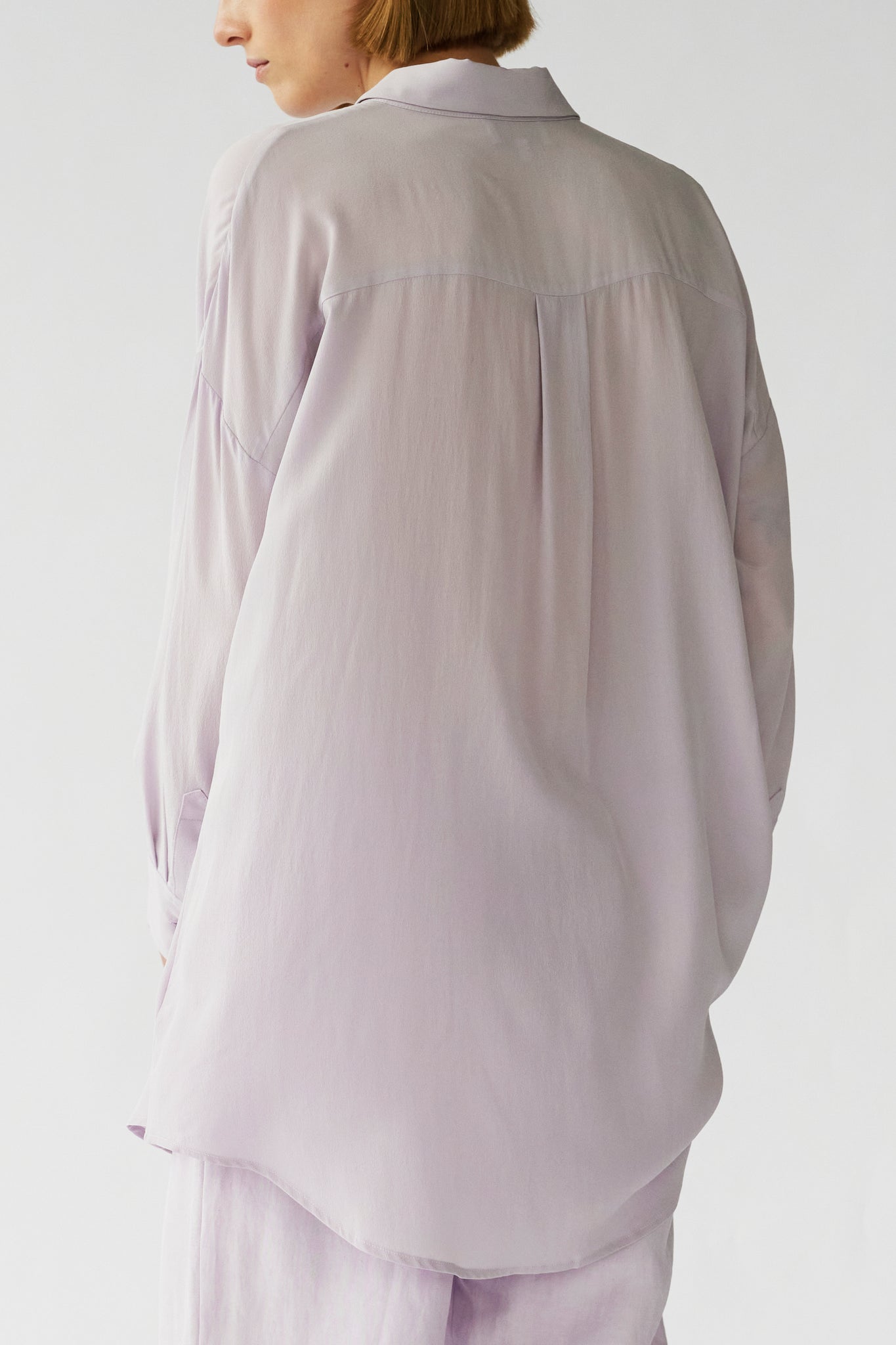 BIANCA LS SHIRT - ASH LILAC - SANDWASHED CREPE DE CHINE SILK