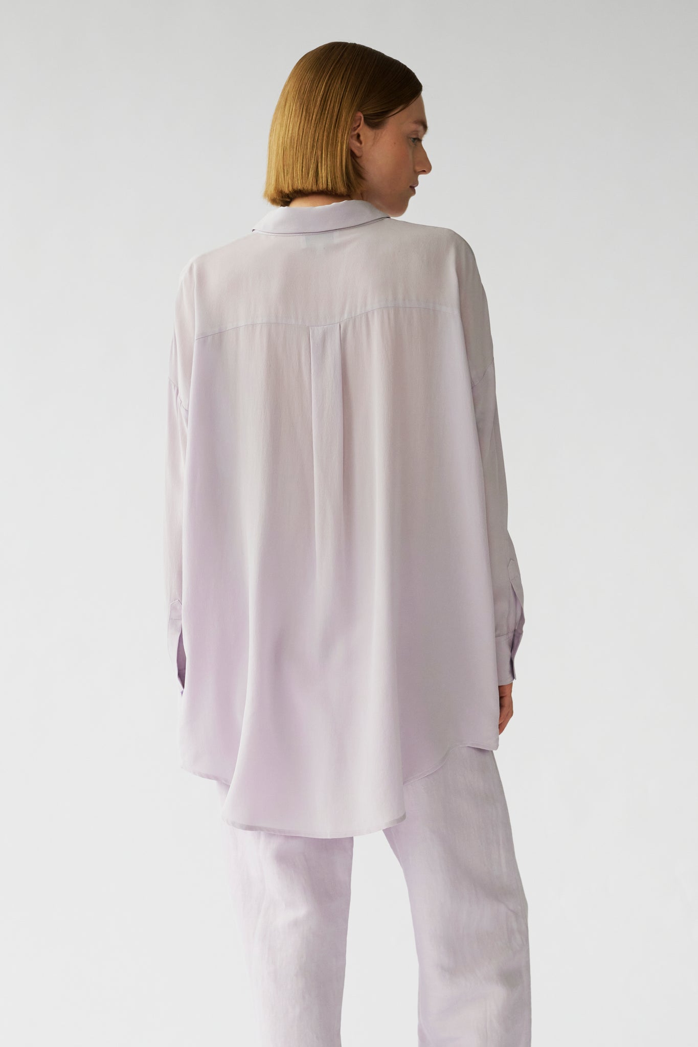 BIANCA LS SHIRT - ASH LILAC - SANDWASHED CREPE DE CHINE SILK