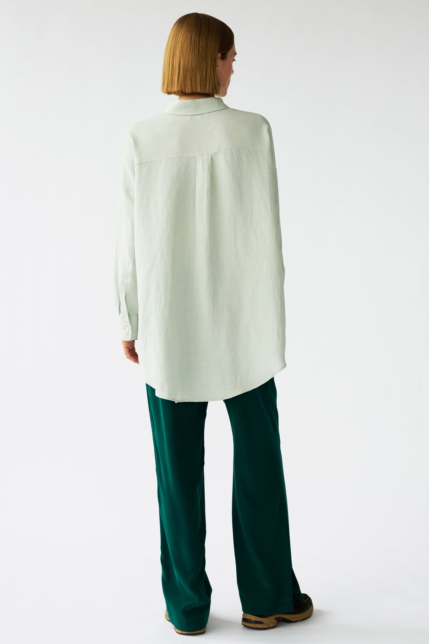 BIANCA LS SHIRT - MINT GREY - SILK/LINEN