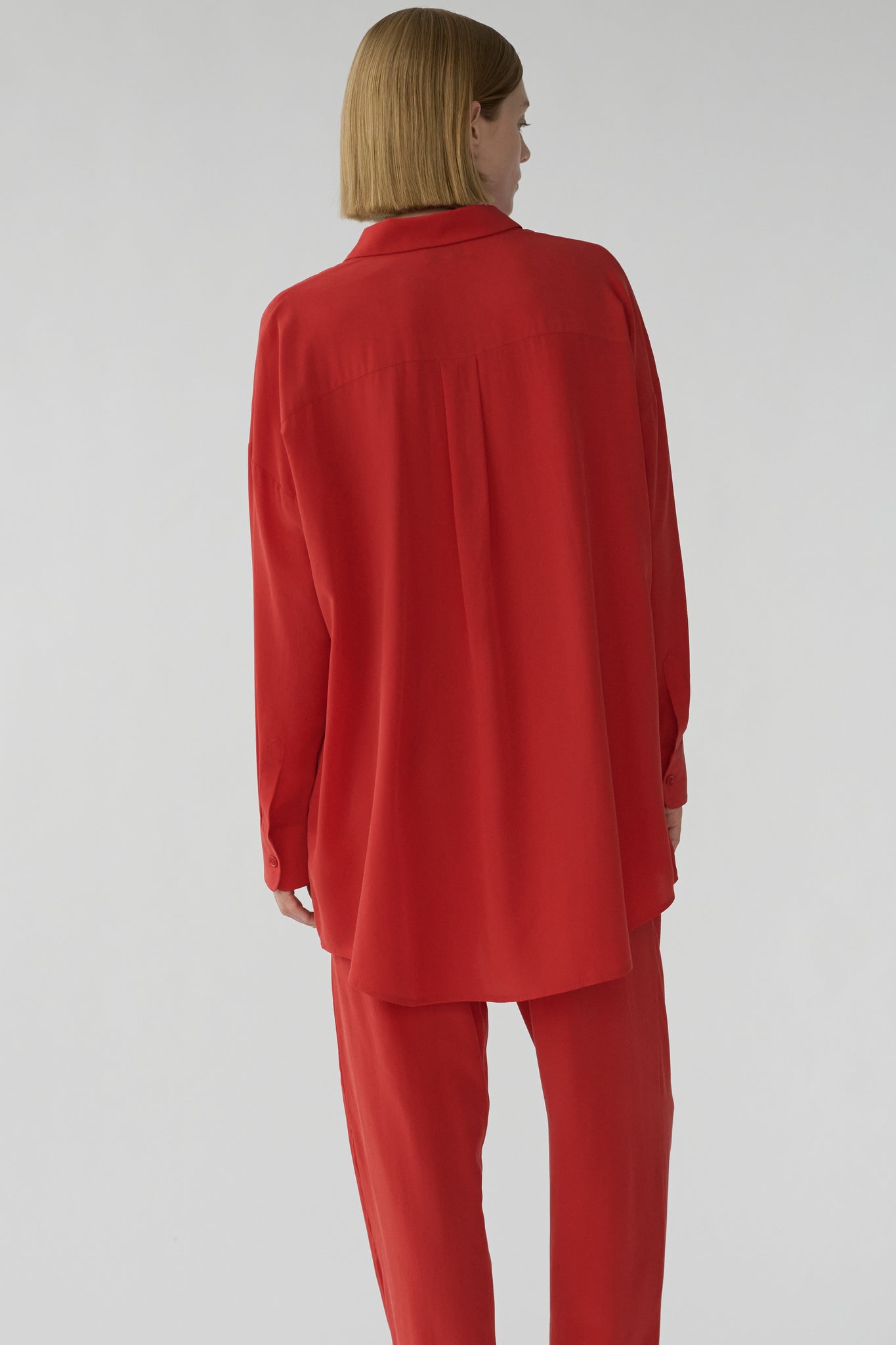 BIANCA POCKET SHIRT - CARDINAL RED - SANDWASH CREPE DE CHINE SILK