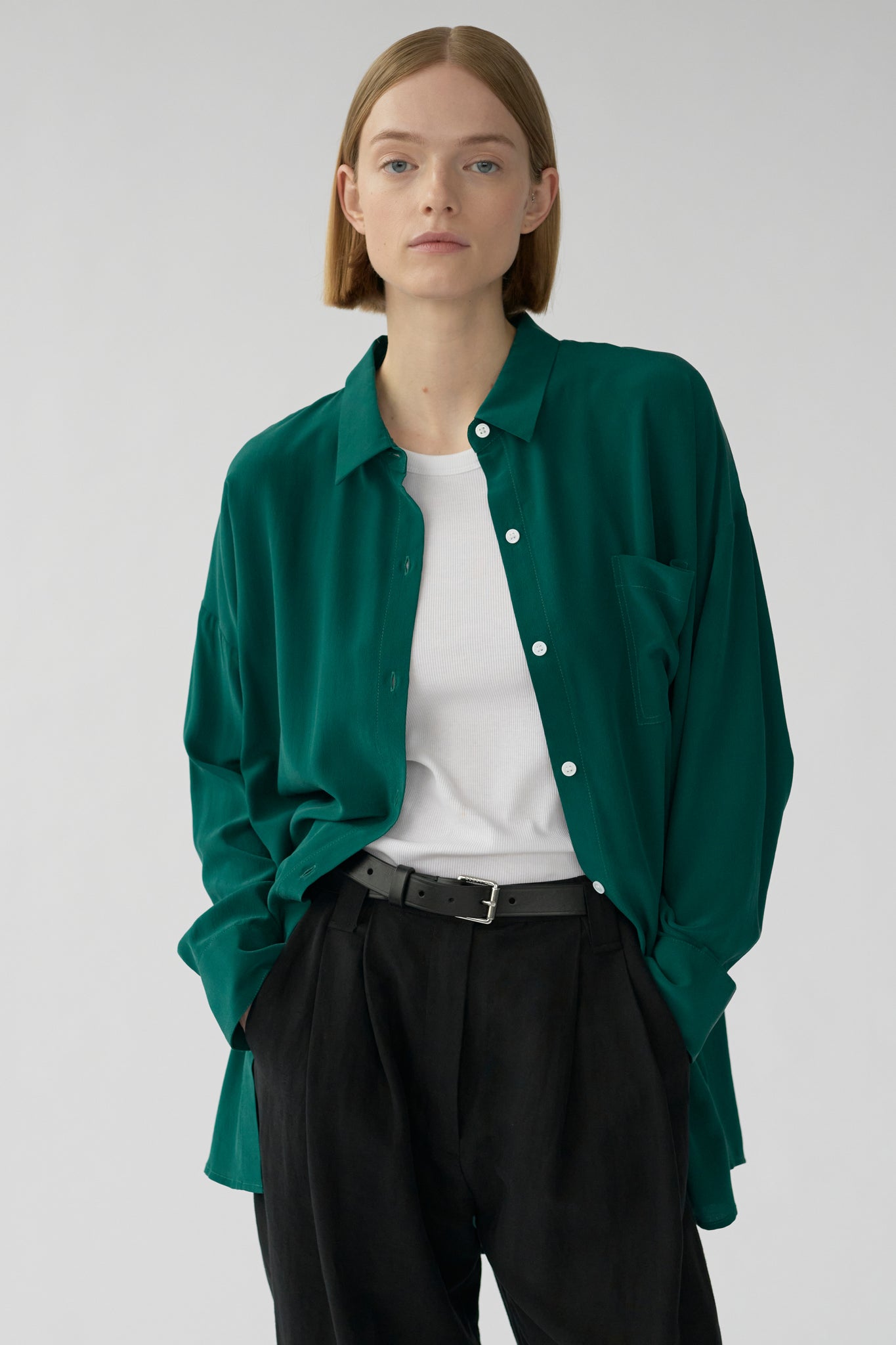 BIANCA POCKET SHIRT - MOSS GREEN