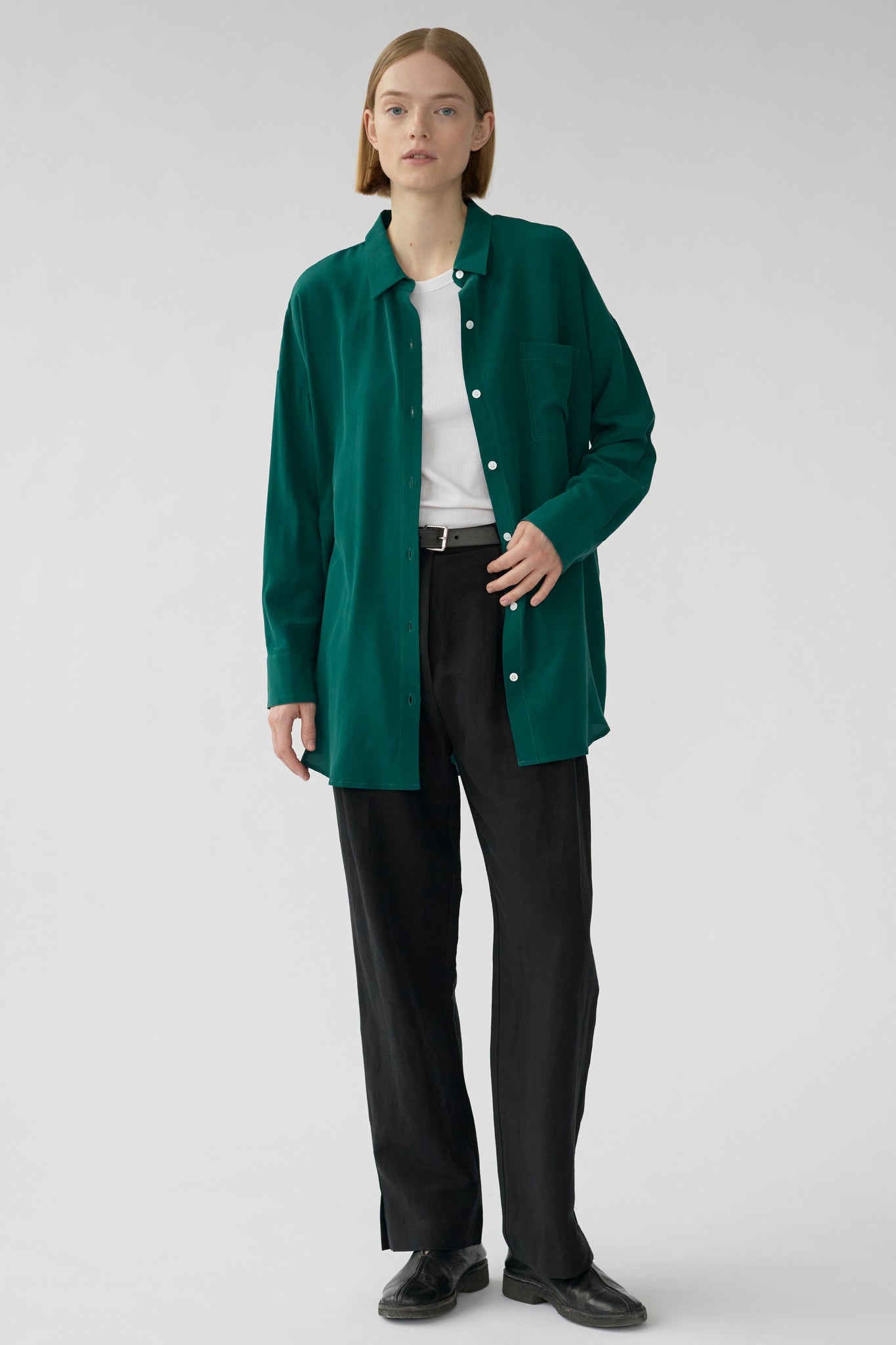 BIANCA POCKET SHIRT - MOSS GREEN