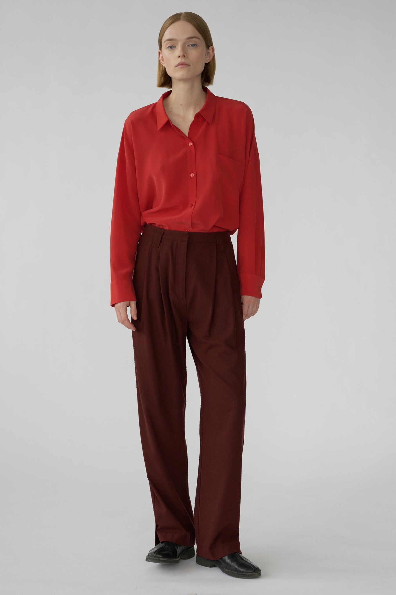 HARRY PANTS - BURGUNDY - RAW SILK