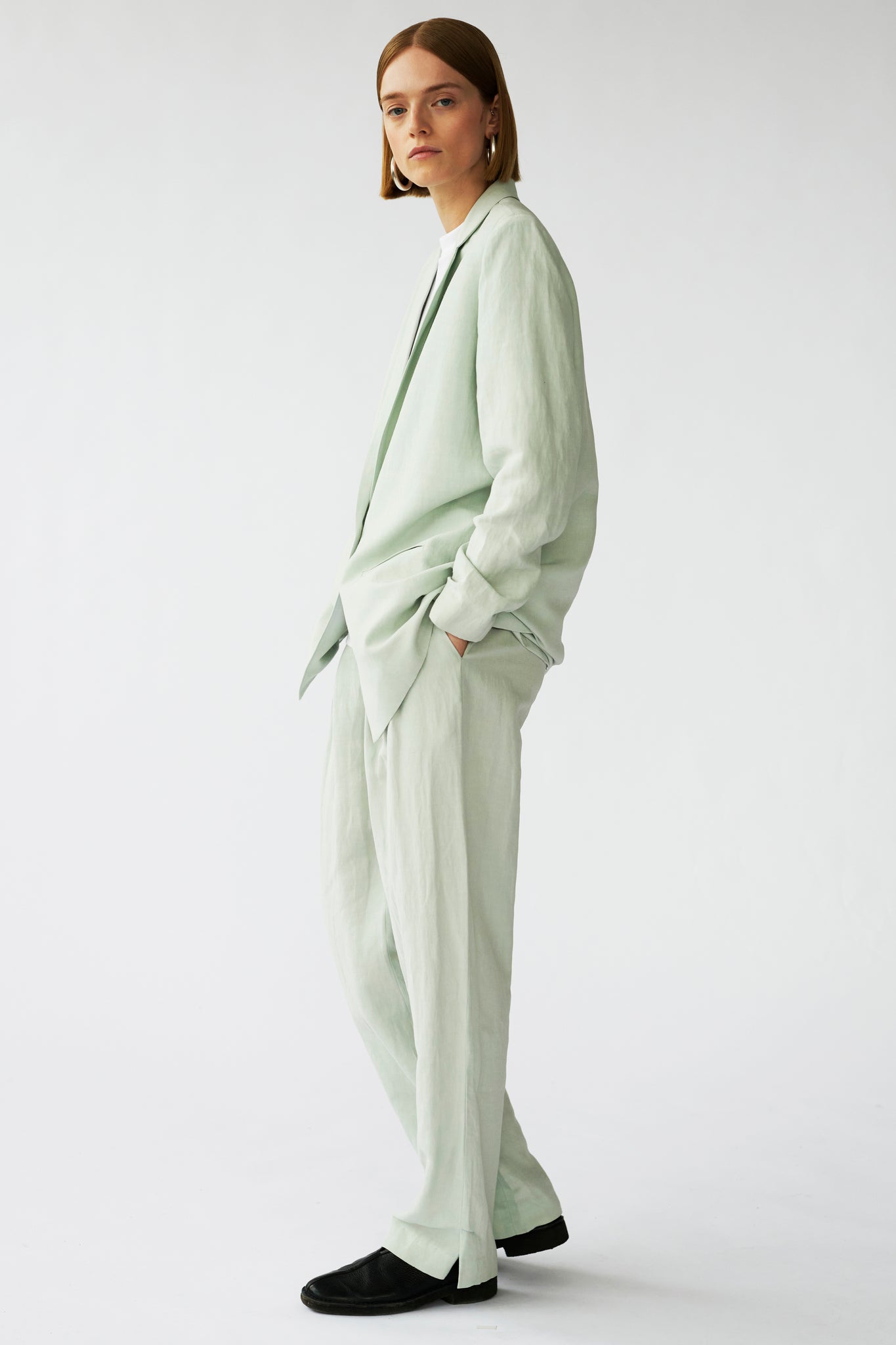 HARRY PANTS - MINT GREY - SILK/LINEN