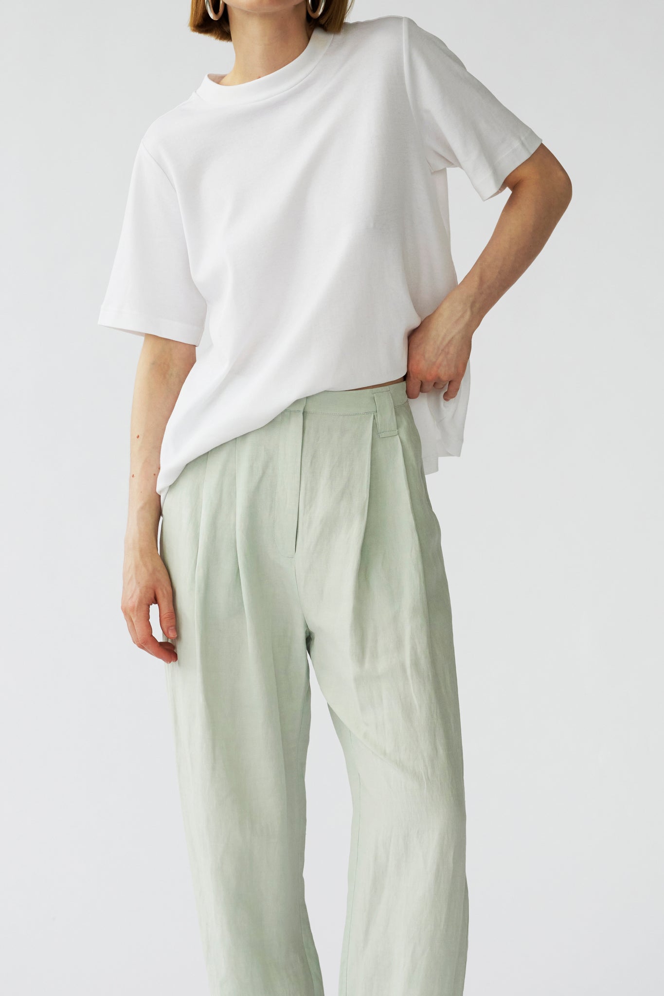 HARRY PANTS - MINT GREY - SILK/LINEN