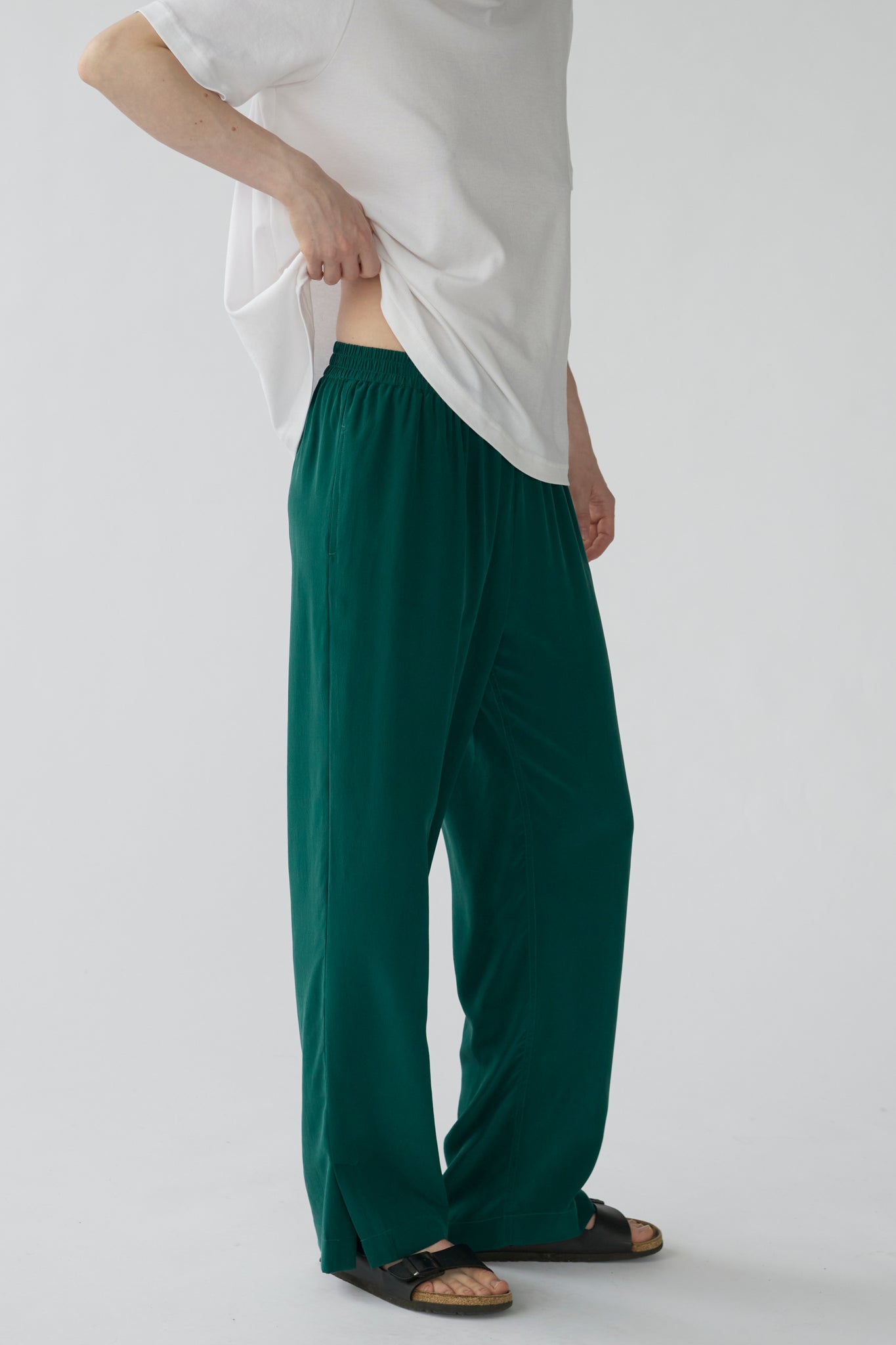 ELI SLIT PANTS - MOSS