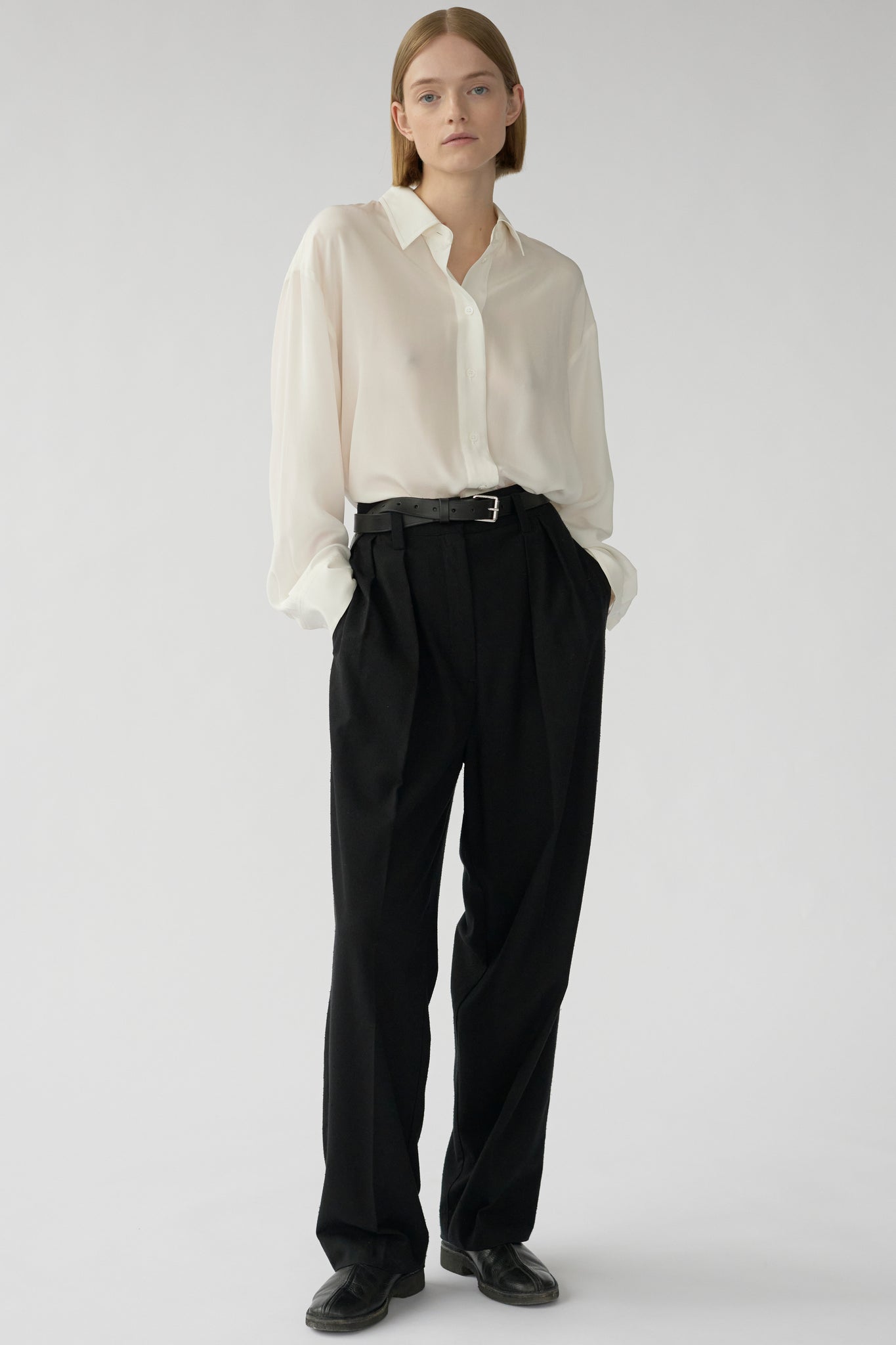 JOSEPH PANTS - BLACK - RAW SILK