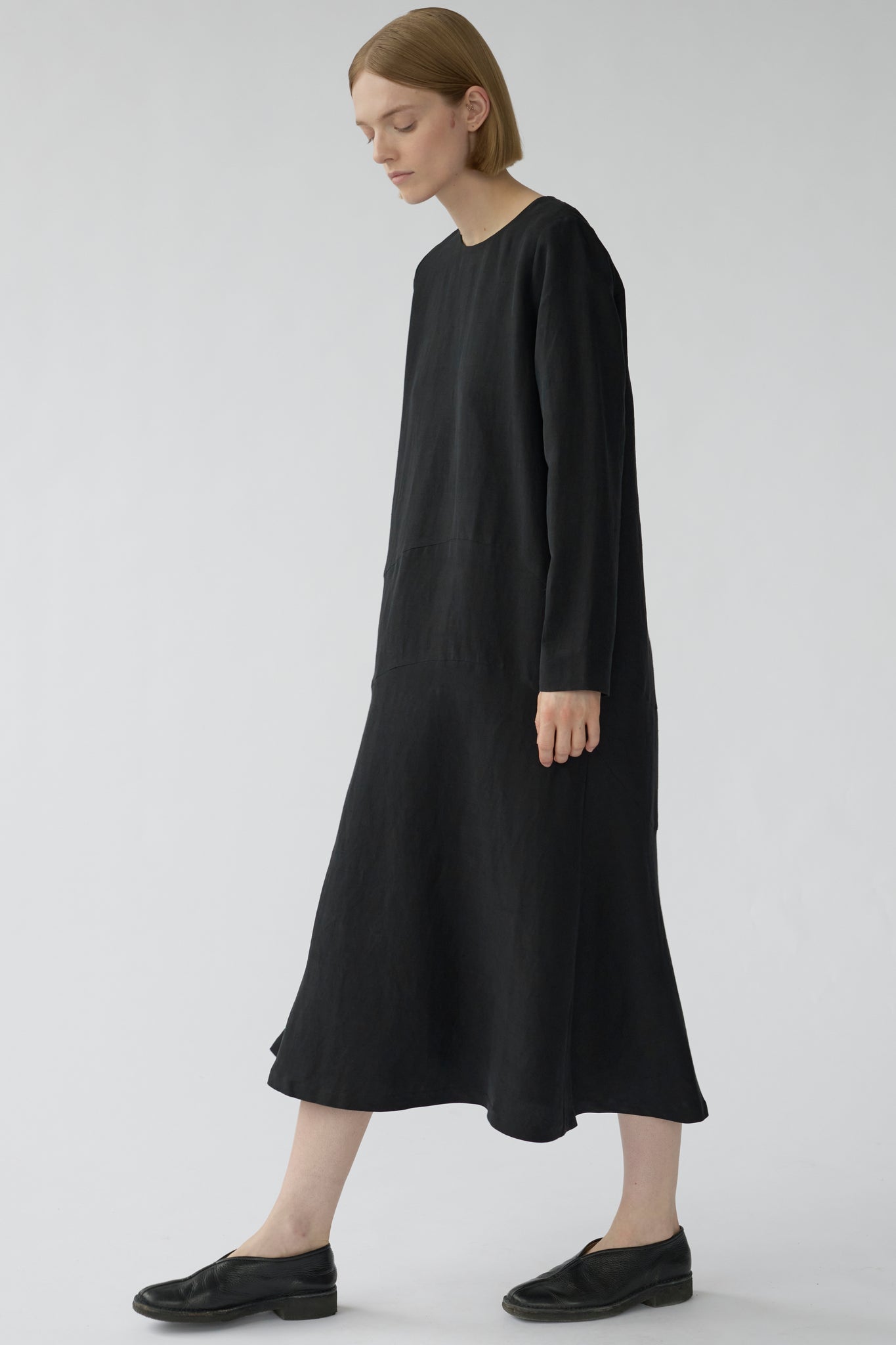 JUNO DRESS - BLACK - SILK/LINEN