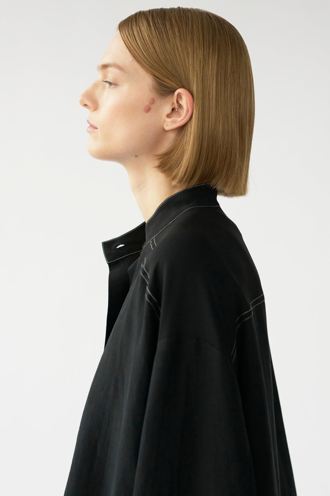 MABEL MIX SHIRT – BLACK - SILK/LINEN & SILK GEORGETTE