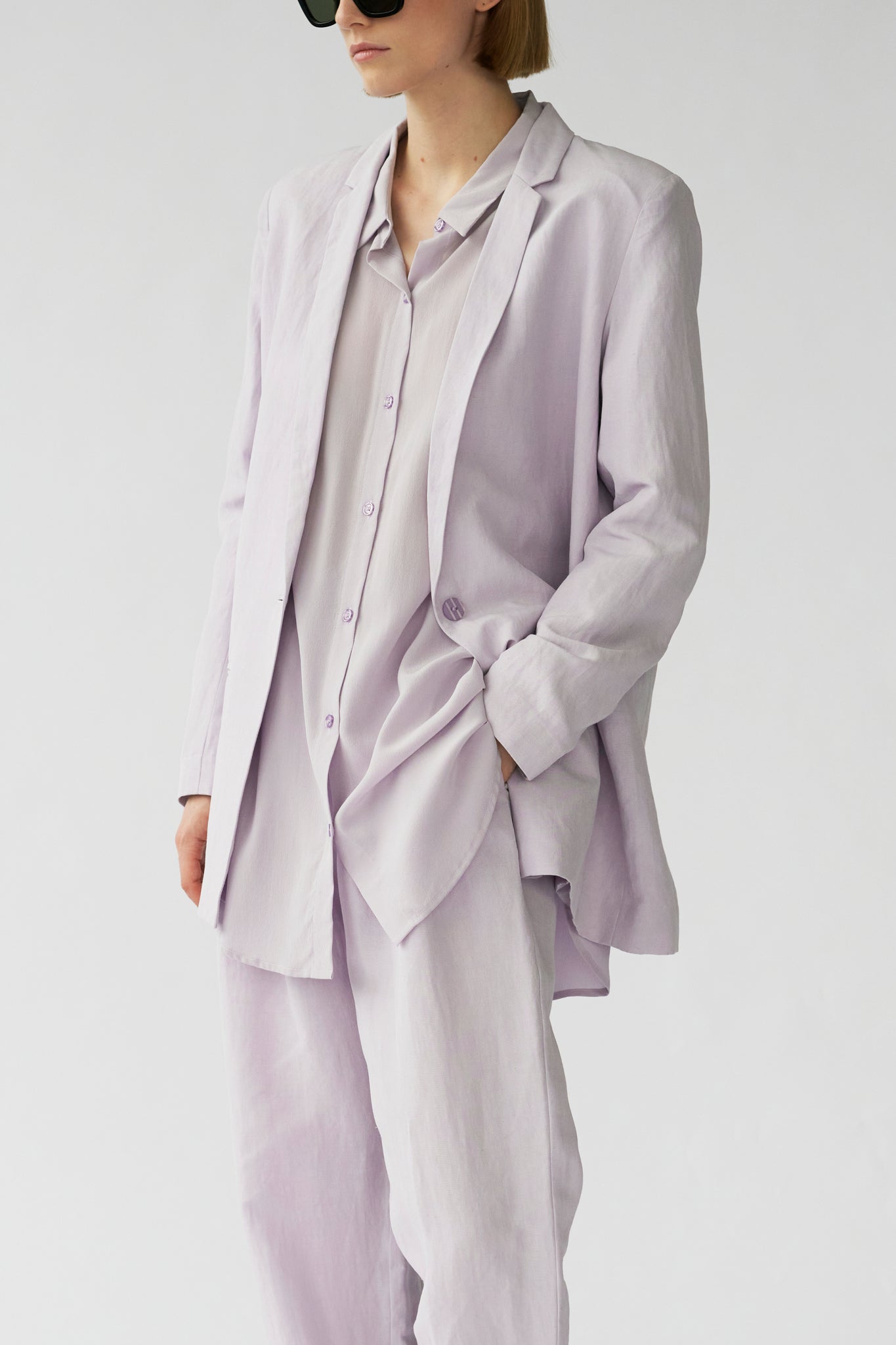 MENA BLAZER - ASH LILAC - SILK/LINEN