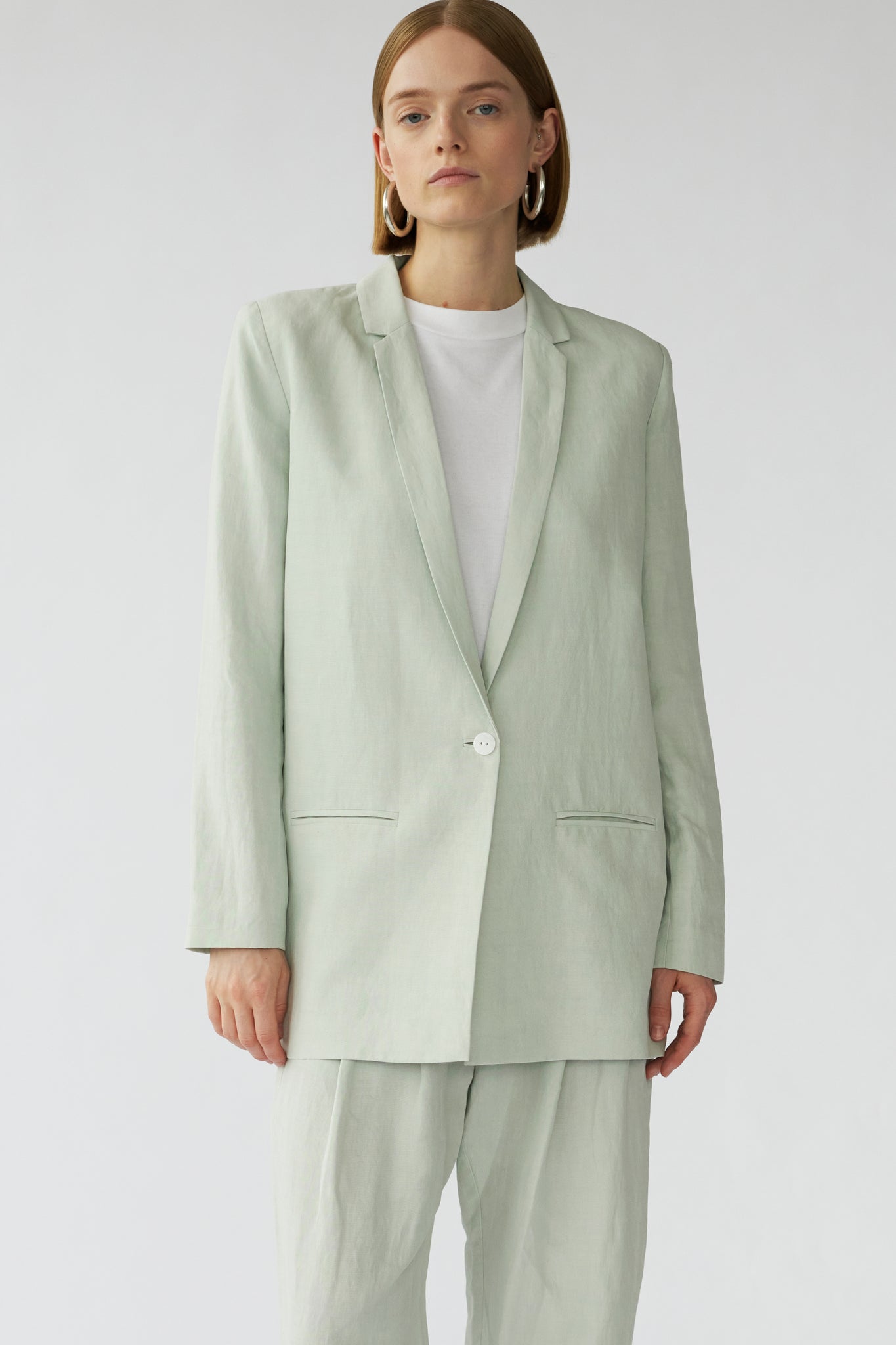 MENA BLAZER - MINT GREY - SILK/LINEN