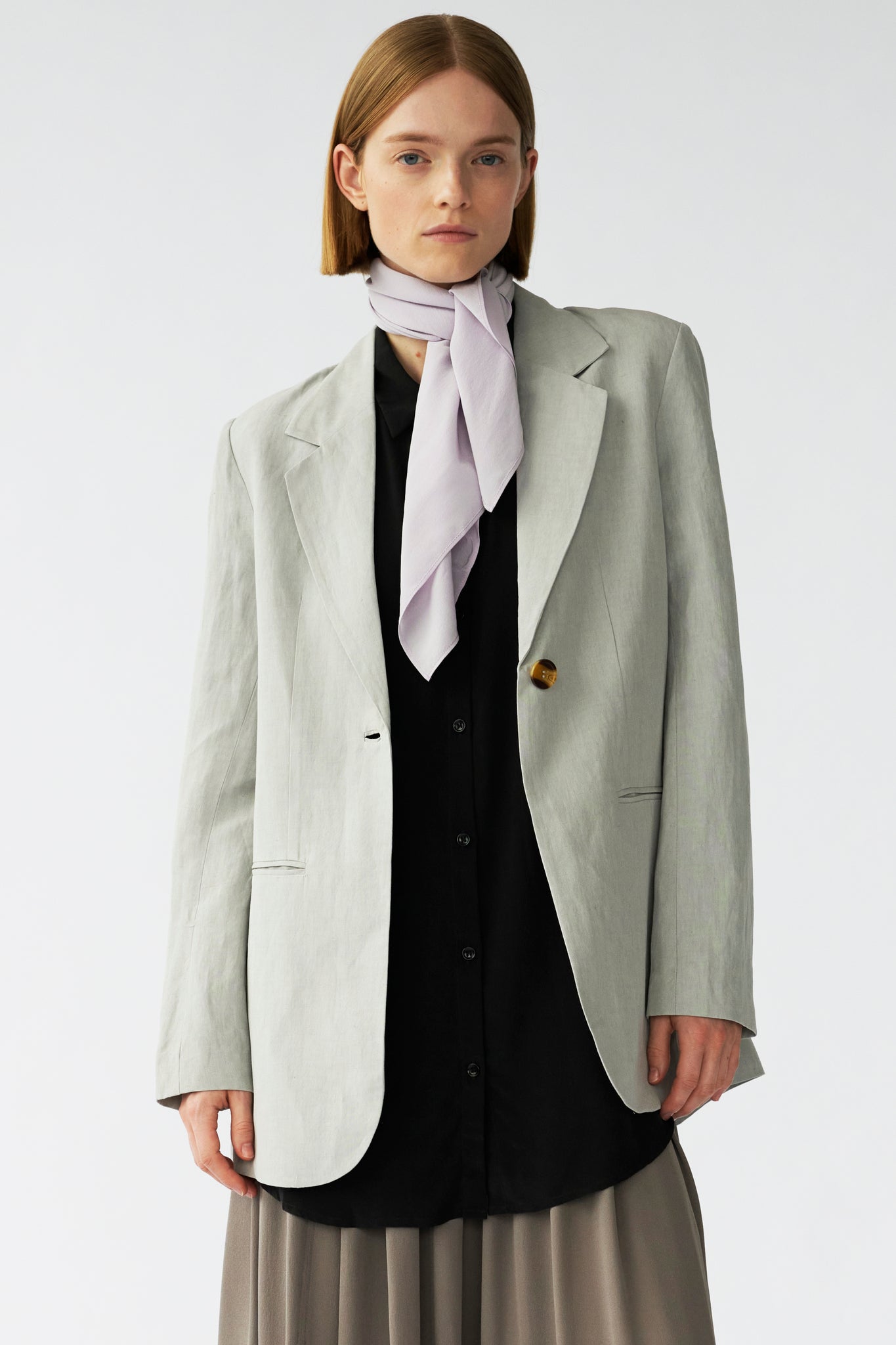 OTIS BLAZER - LIGHT GREY - SILK/LINEN