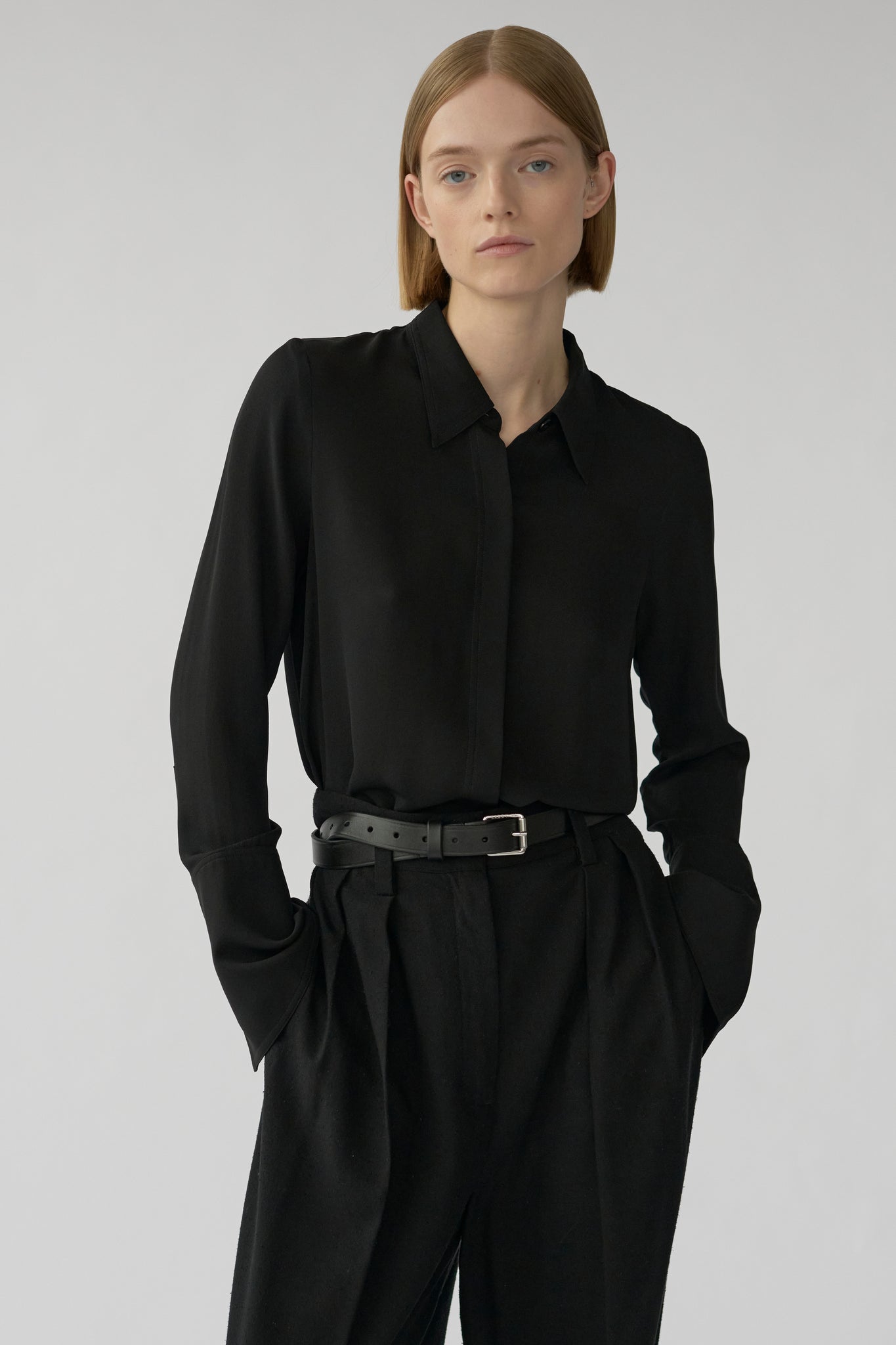 VALENTIN SHIRT - BLACK - SILK GEORGETTE