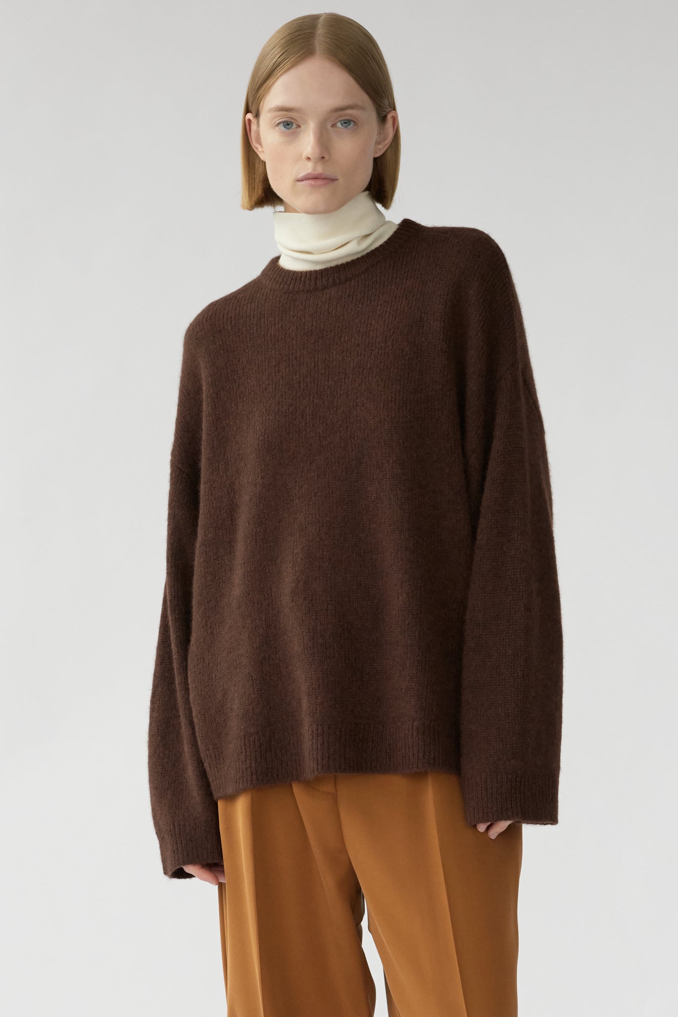 BEZ CREW KNIT - AMERICANO -  SILK/CASHMERE