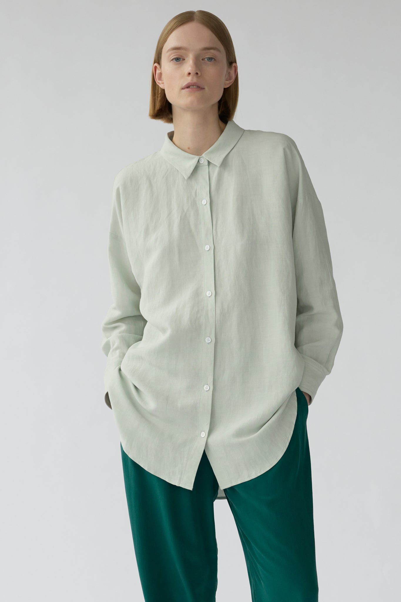 BIANCA LS SHIRT - MINT GREY