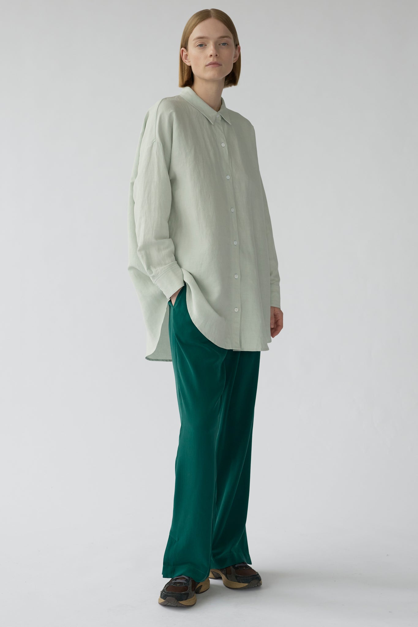 BIANCA LS SHIRT - MINT GREY