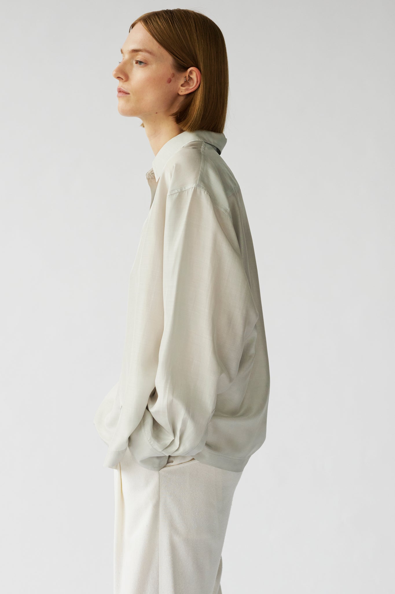 SOPHIE SHIRT - CLOUD GREY - RECYCLED SILK/SILK