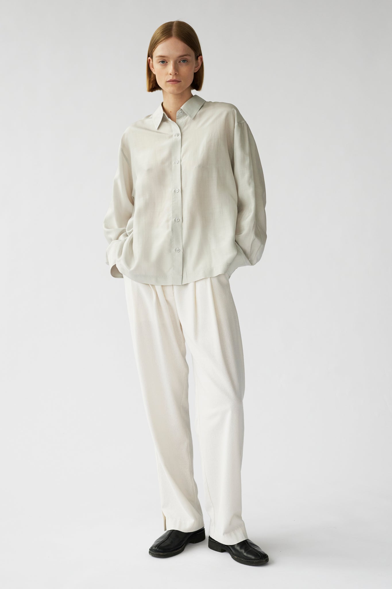 SOPHIE SHIRT - CLOUD GREY - RECYCLED SILK/SILK