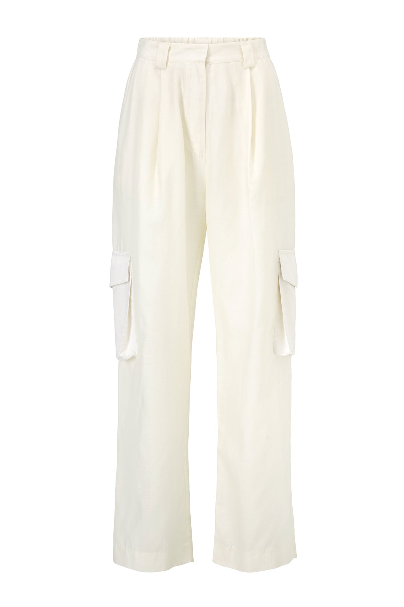 Buy Beige Solid Slim Pants With Embroidered Organza Panel Online  W for  Woman